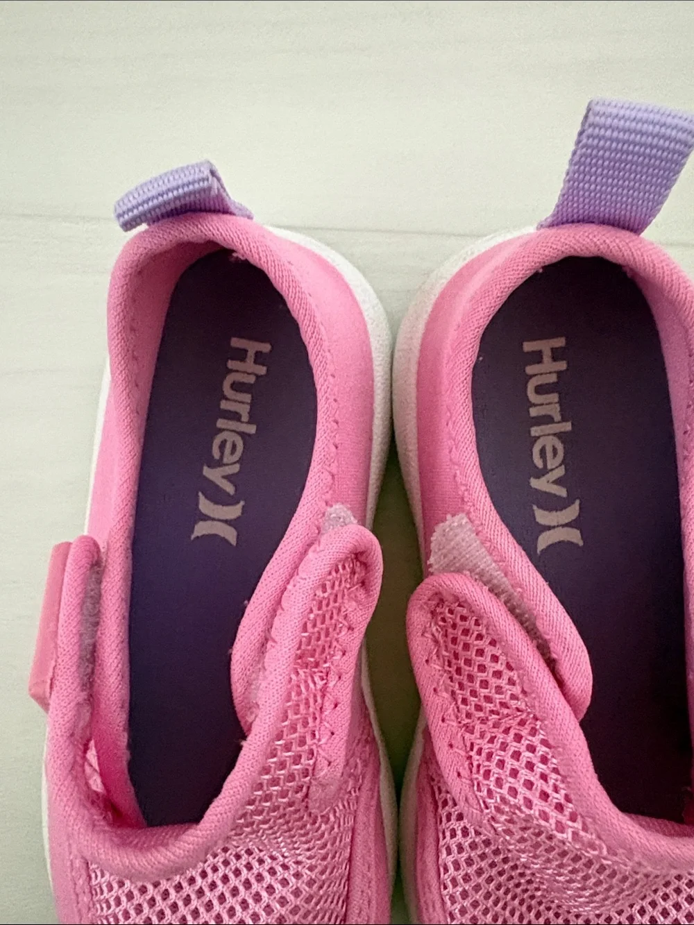Hurley Toddlers Pink Mesh Slip-On Water Shoes with Purple Insole, SZ 8
